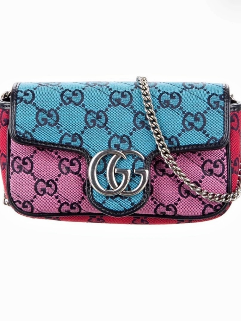 Gucci Monogram Multicolor Matelasse Diagonal Super Mini GG Marmont